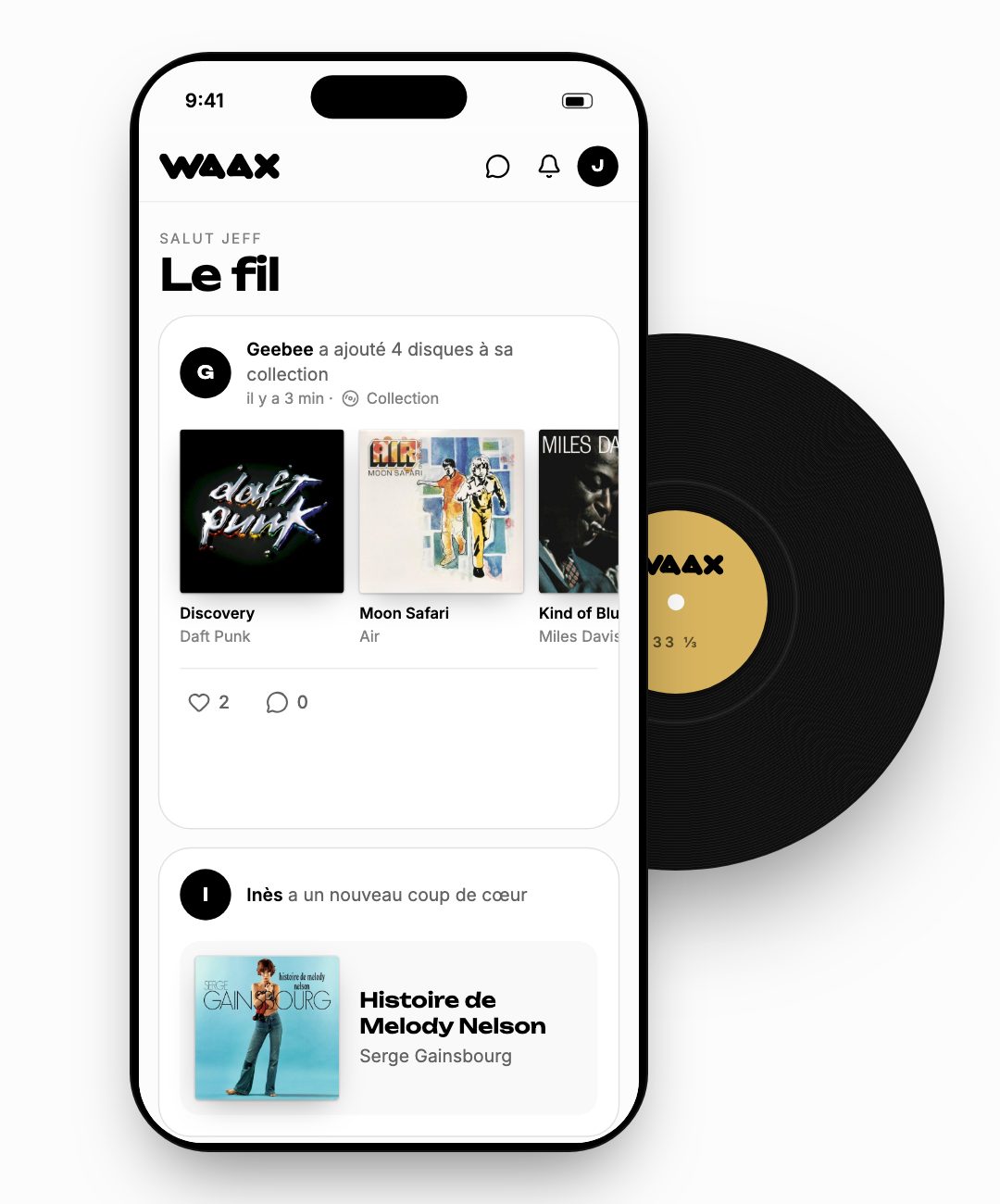 Démo de Waax : le fil, le scan d'une pochette, l'import Discogs et un disque chez un ami